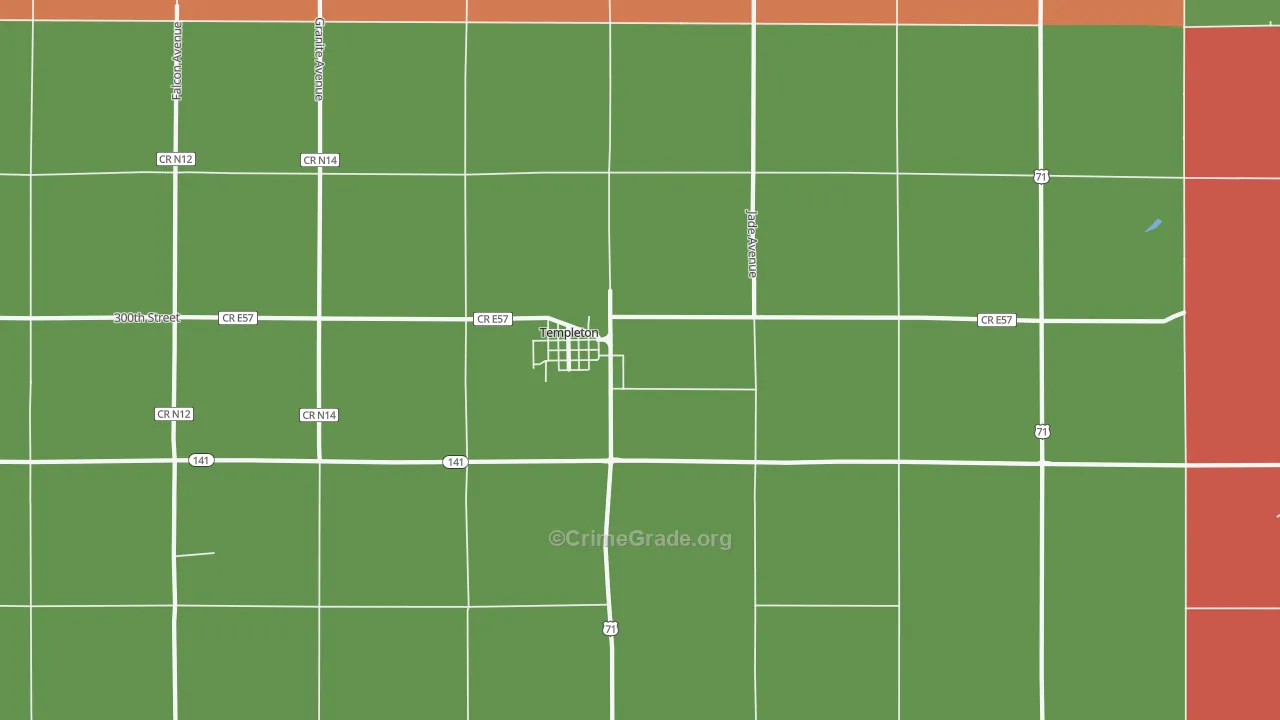 Templeton, IA Map of Burglary Rates