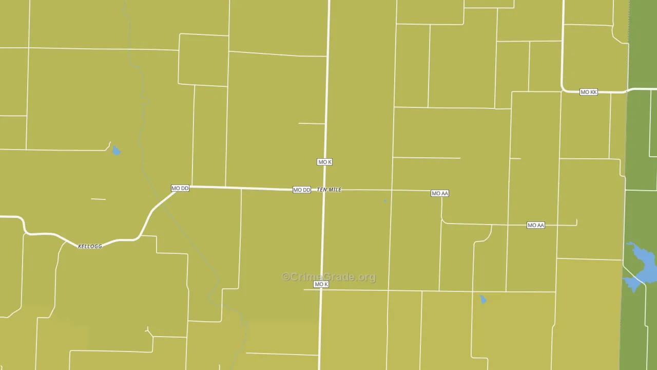 Ten Mile, MO Map of Burglary Rates