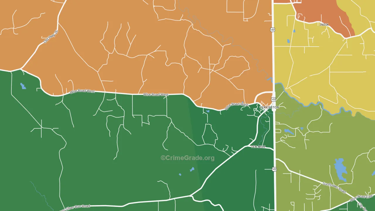 Ten Mile, MS Map of Burglary Rates