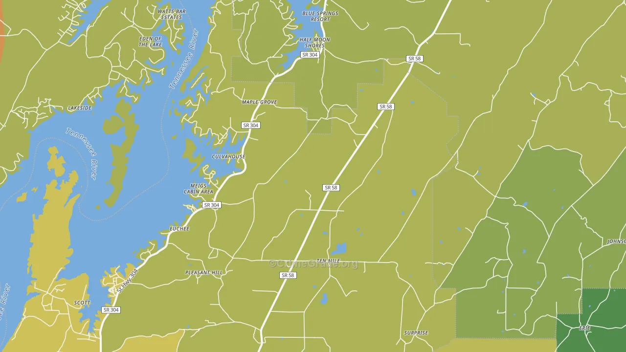 Ten Mile, TN Map of Burglary Rates