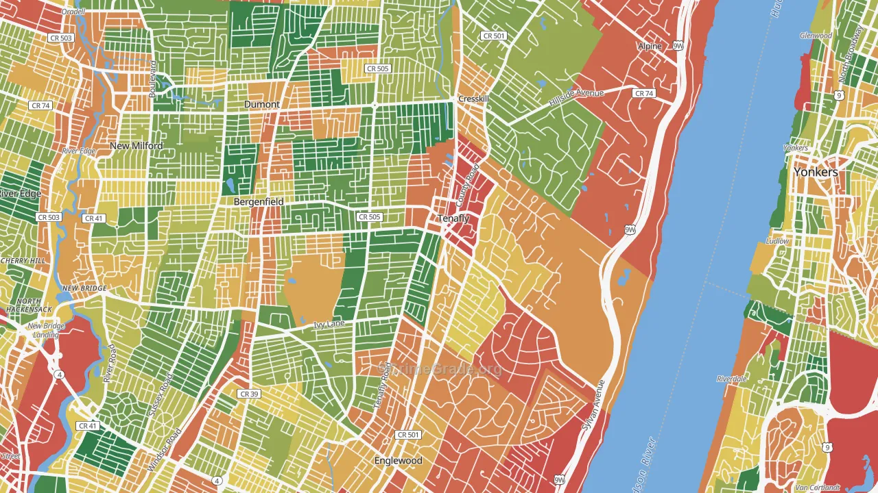 Tenafly, NJ Map of Burglary Rates