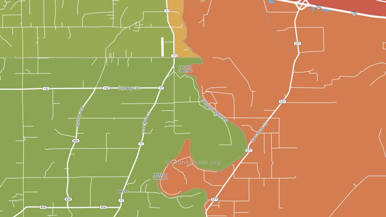 Tendal, LA Map of Burglary Rates