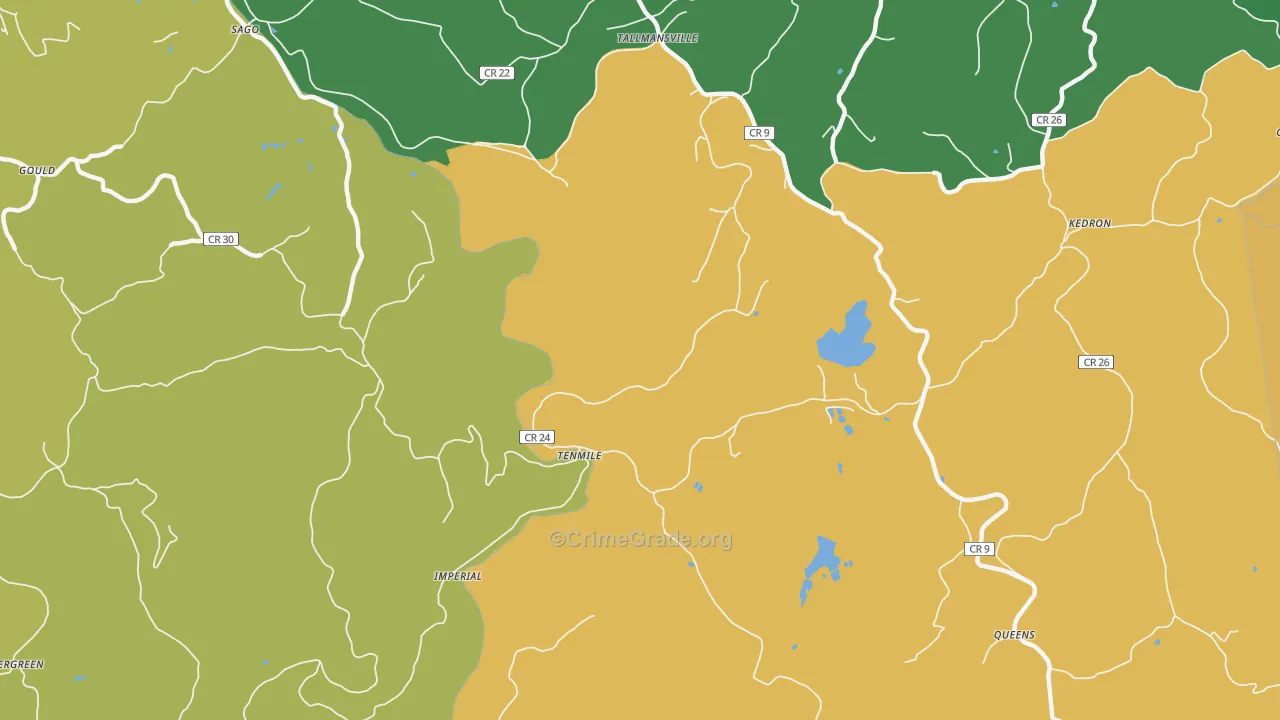 Tenmile, WV Map of Burglary Rates