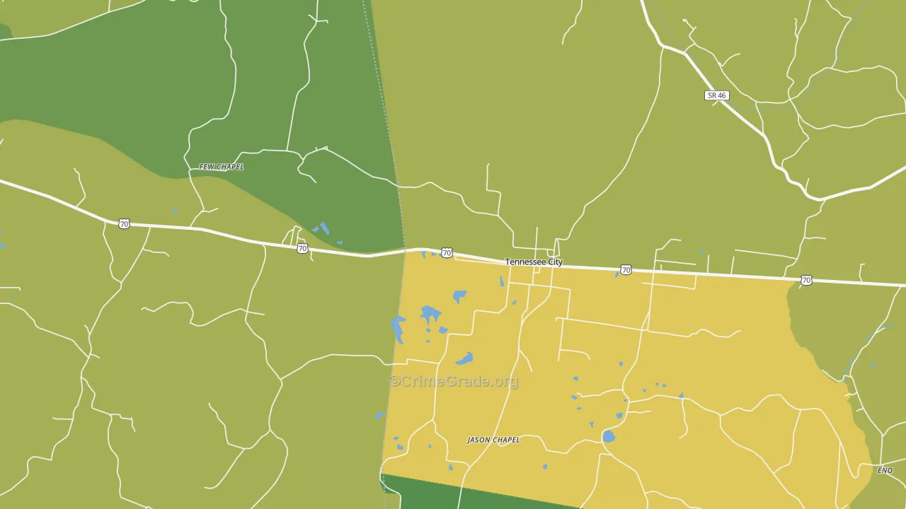 Tennessee City, TN Map of Burglary Rates