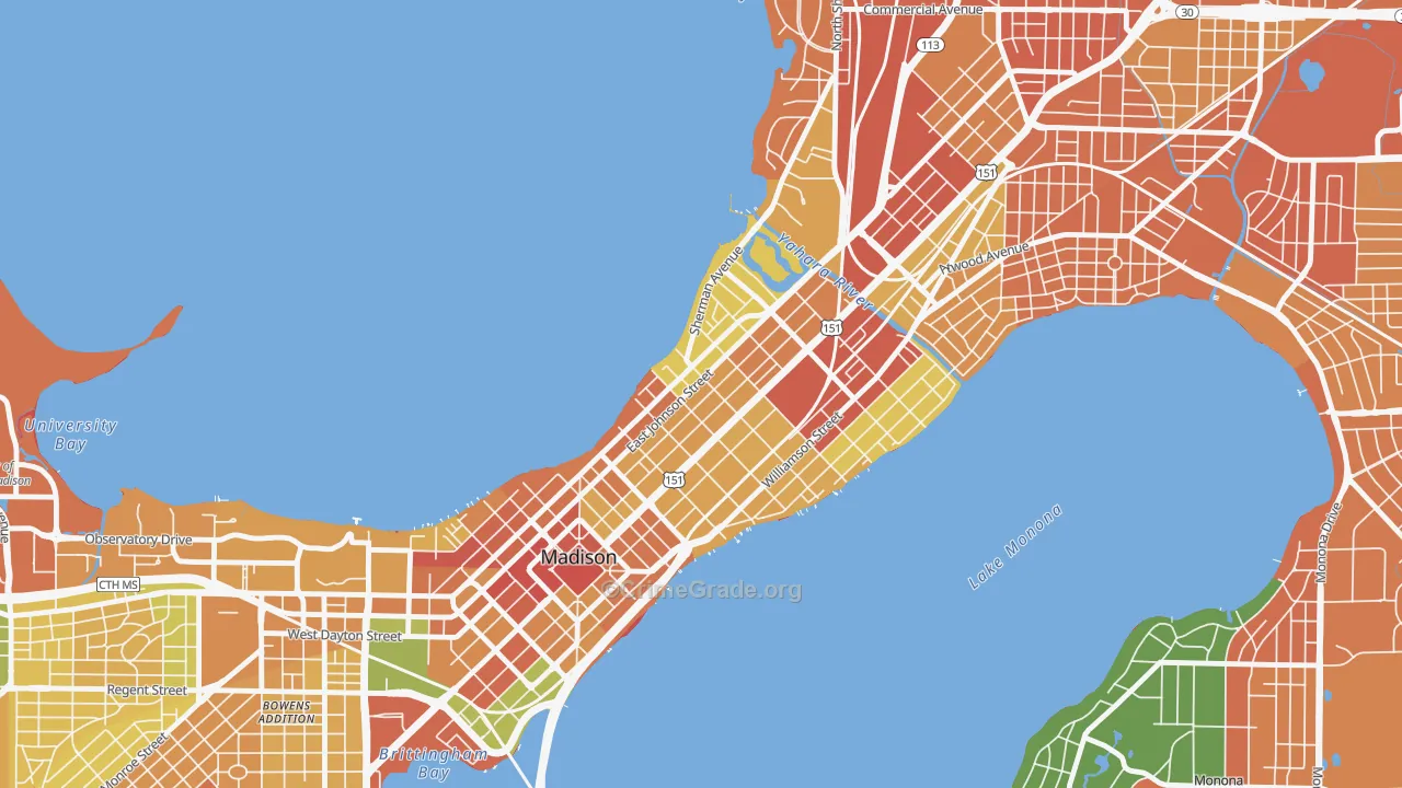 Tenney-Lapham, Madison, WI Map of Burglary Rates