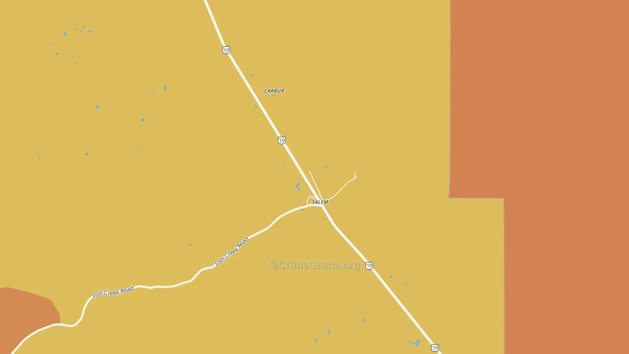 Tennille, FL Map of Burglary Rates