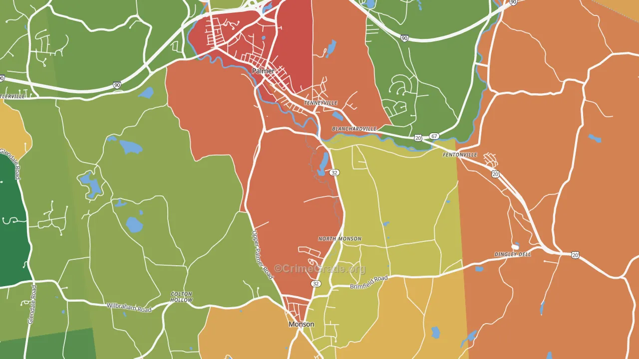 Tennyville, MA Map of Burglary Rates