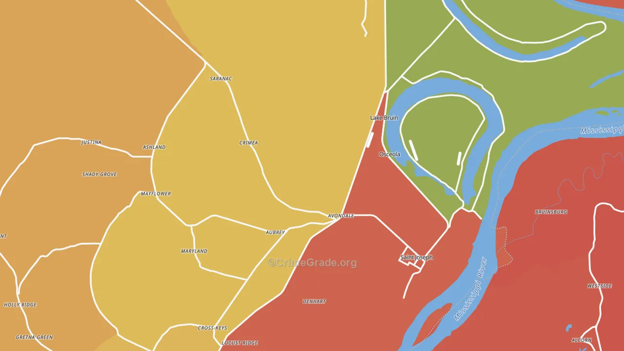 Tensas Parish, LA Map of Burglary Rates