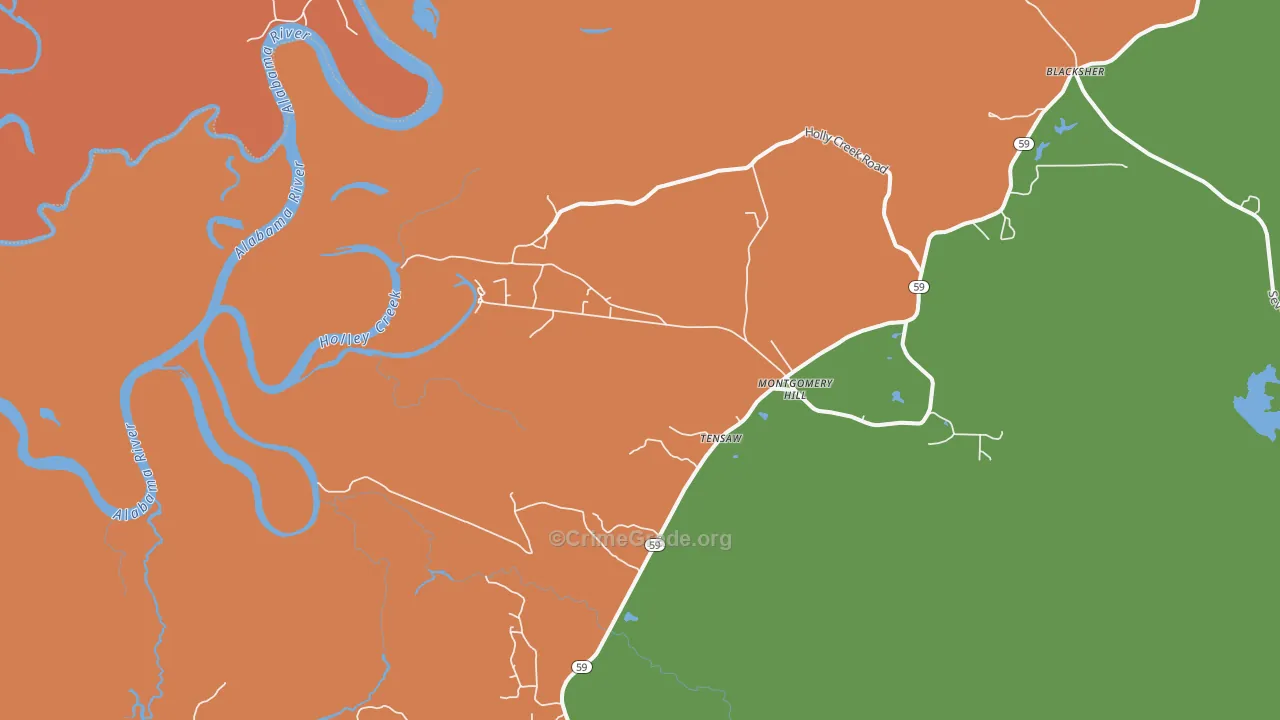 Tensaw, AL Map of Burglary Rates