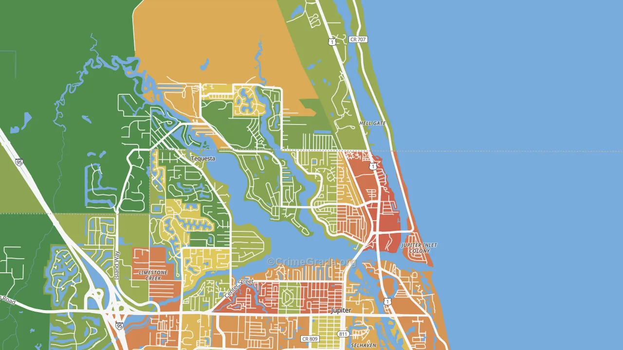 Tequesta, FL Map of Burglary Rates