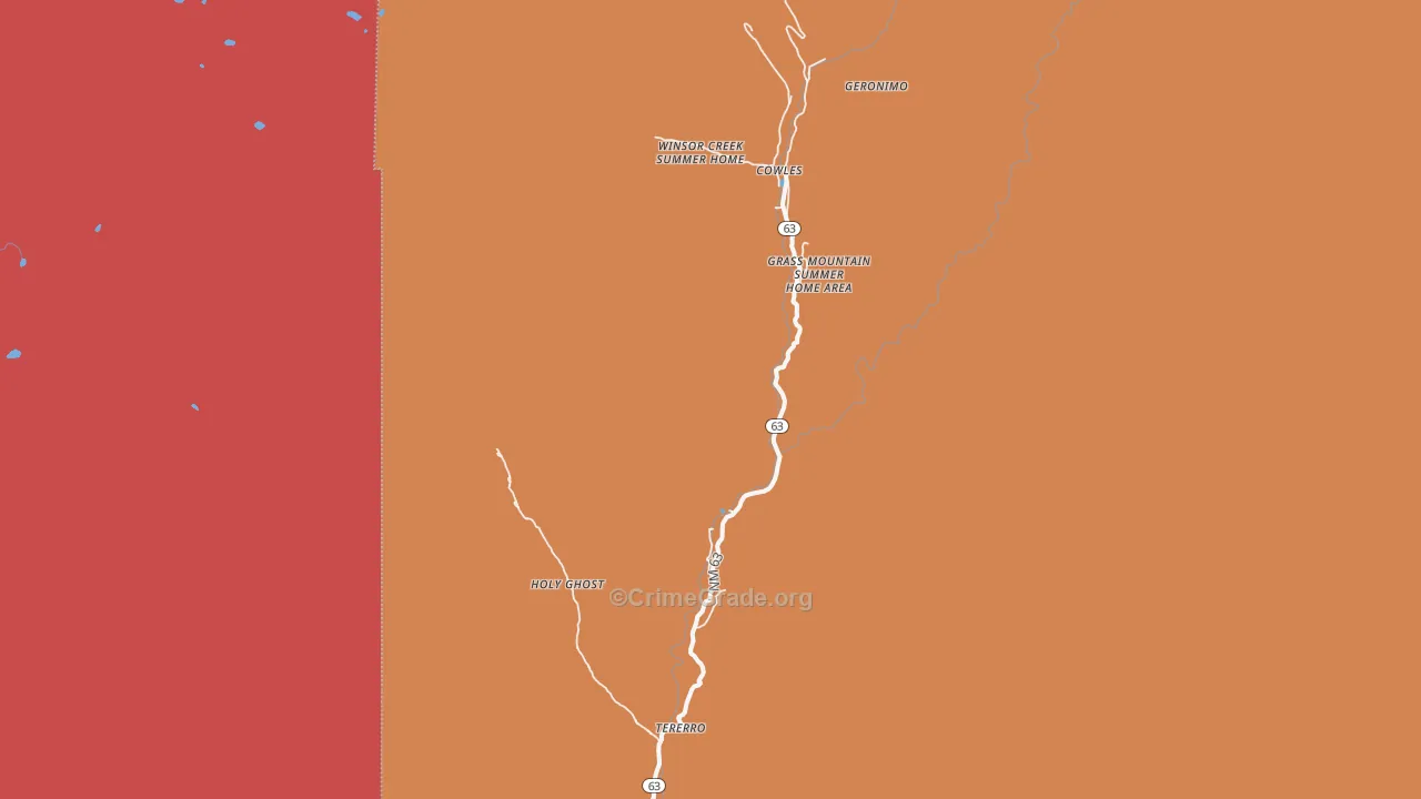 Tererro, NM Map of Burglary Rates