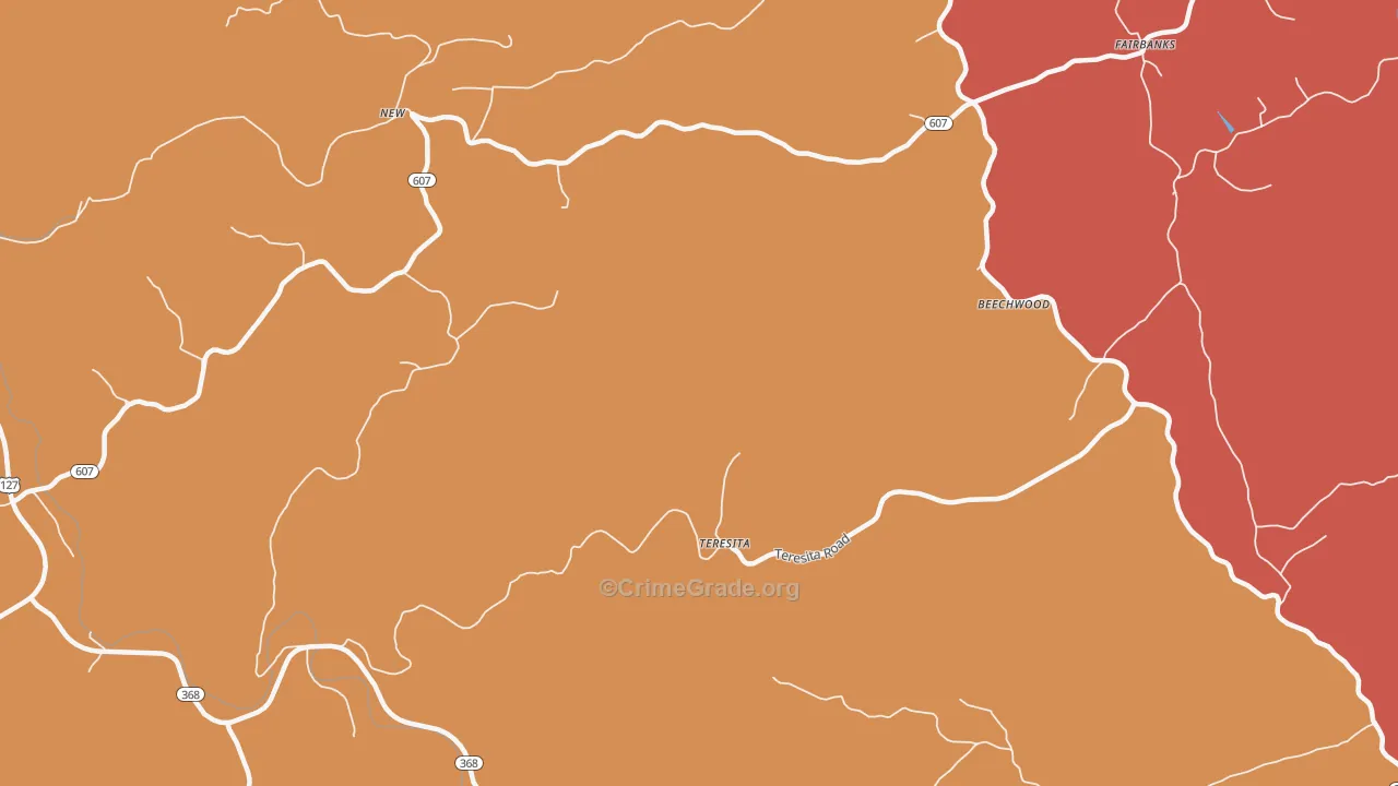 Teresita, KY Map of Burglary Rates