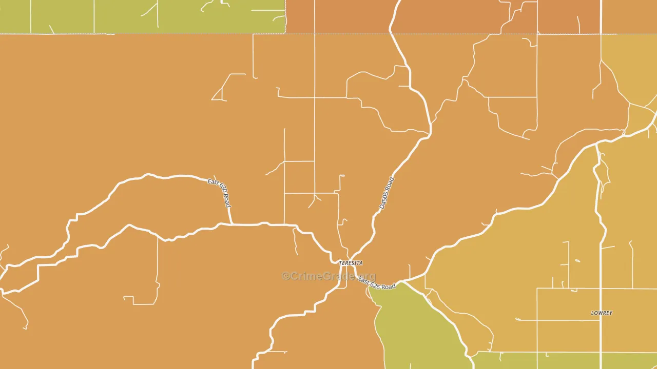Teresita, OK Map of Burglary Rates