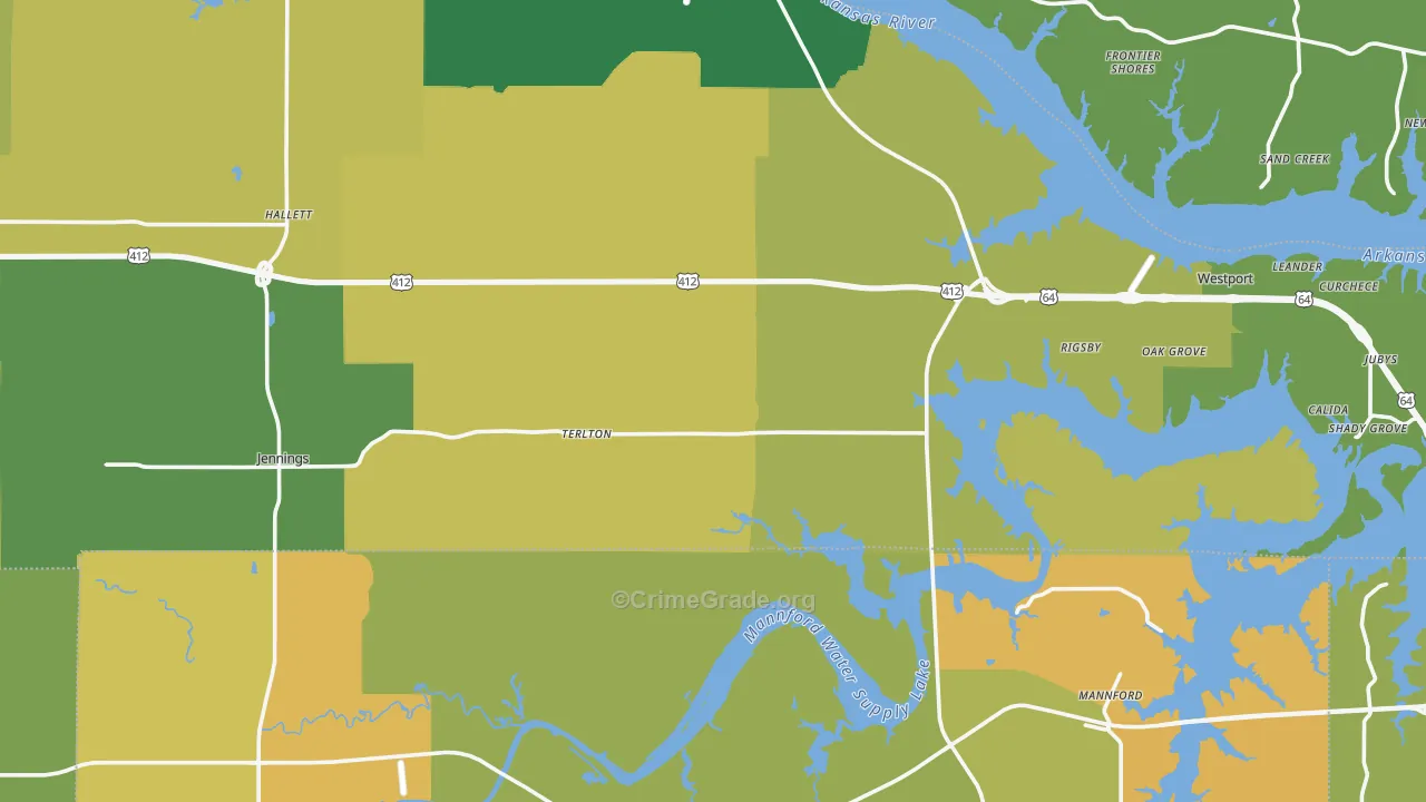 Terlton, OK Map of Burglary Rates