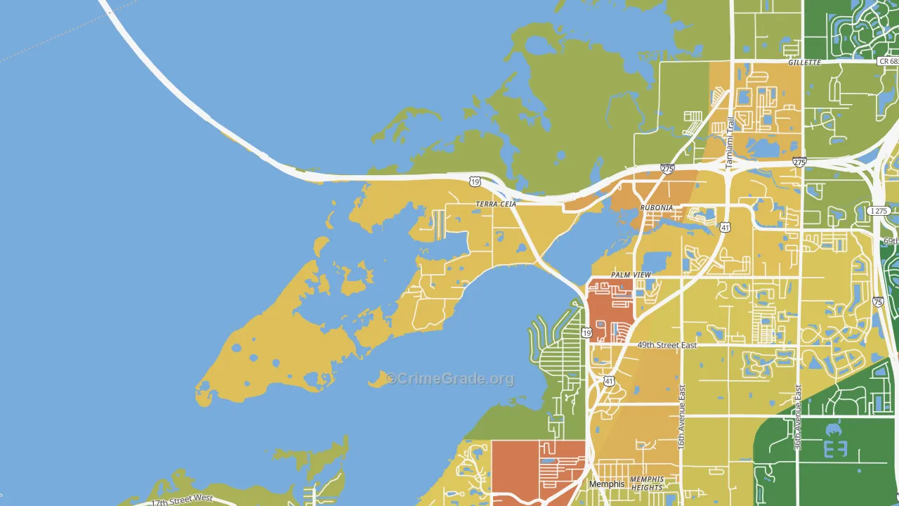 Terra Ceia, FL Map of Burglary Rates