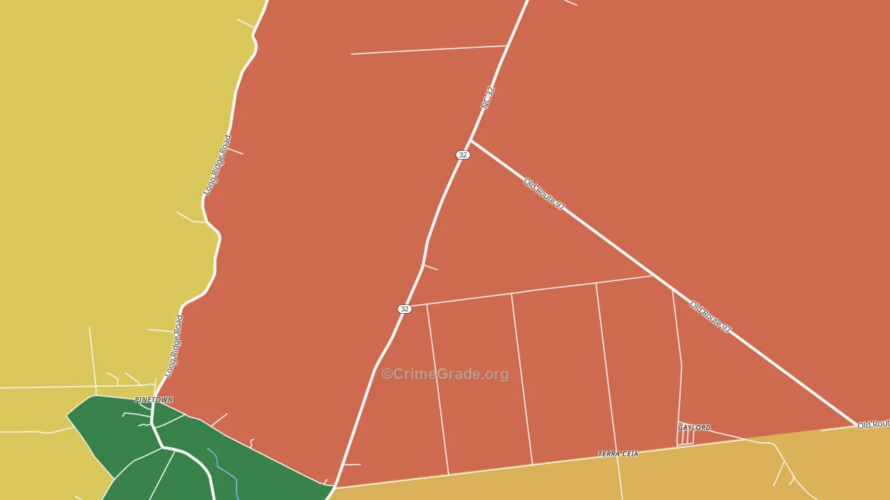Terra Ceia, NC Map of Burglary Rates