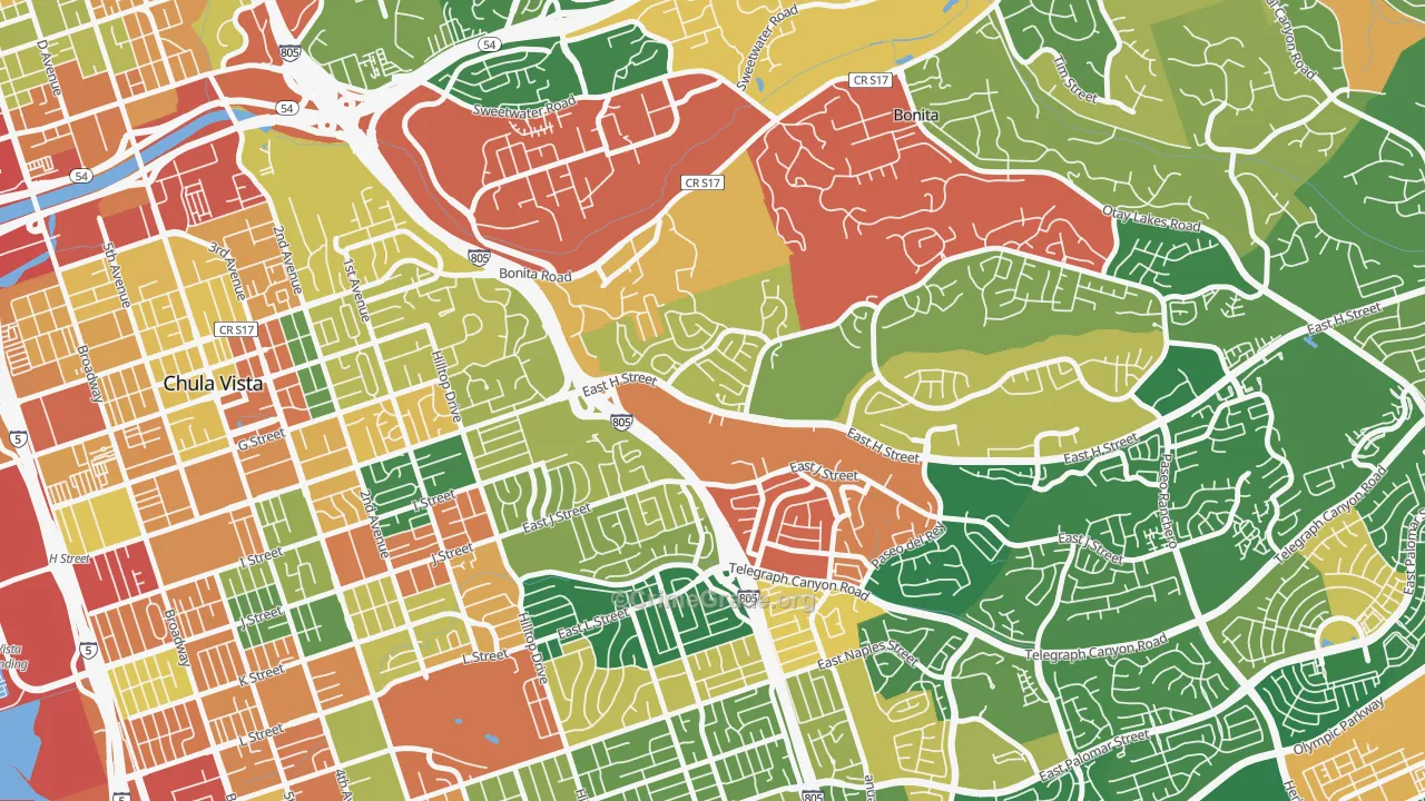 Terra Nova, Chula Vista, CA Map of Burglary Rates