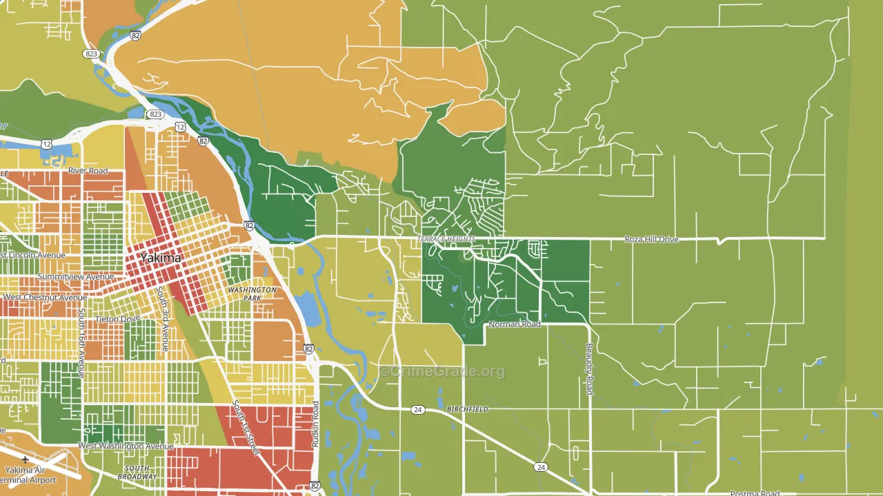 Terrace Heights, WA Map of Burglary Rates