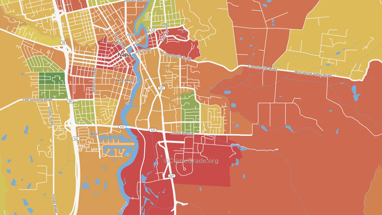 Terrace-Shurtleff, Napa, CA Map of Burglary Rates