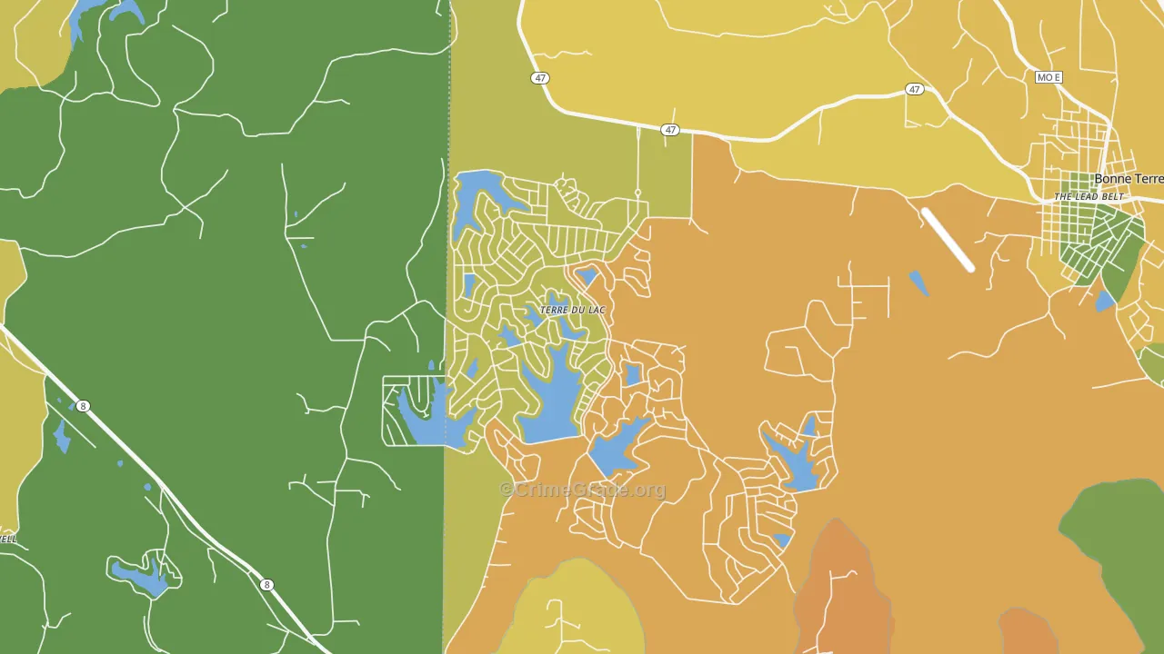 Terre du Lac, MO Map of Burglary Rates
