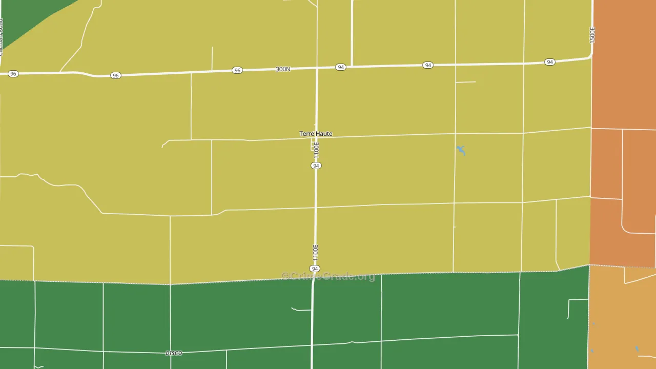 Terre Haute, IL Map of Burglary Rates