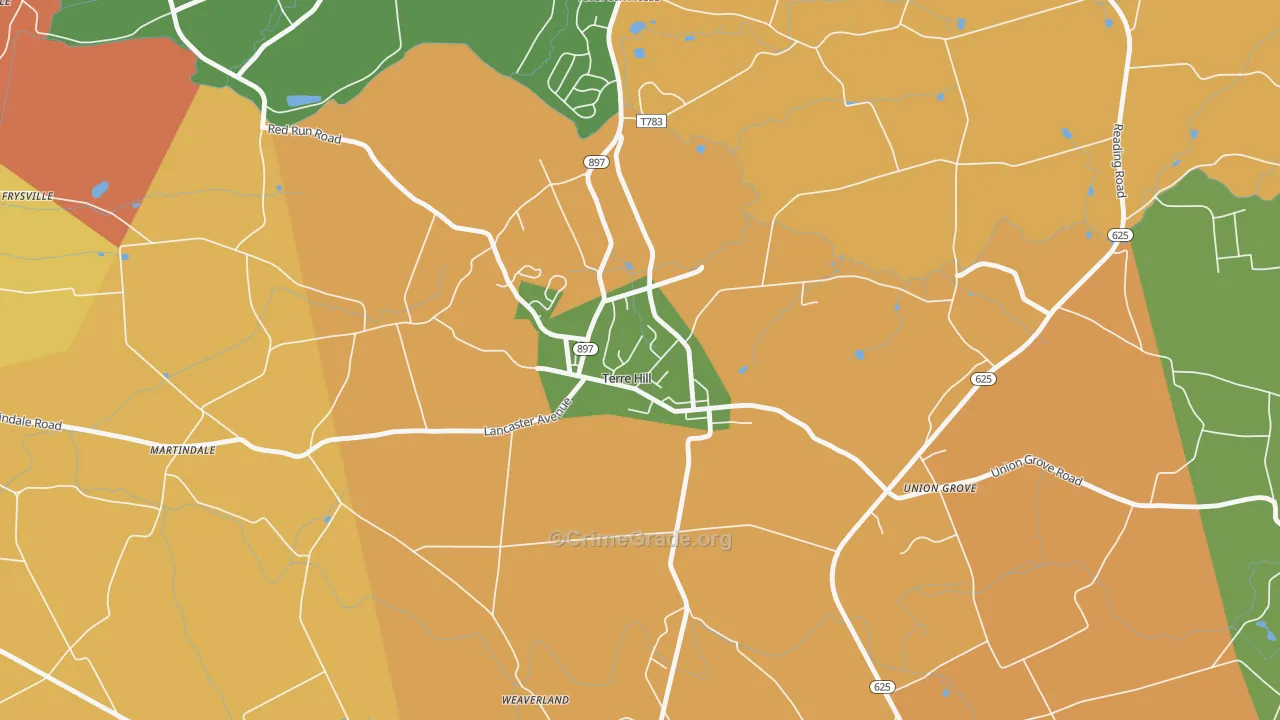 Terre Hill, PA Map of Burglary Rates