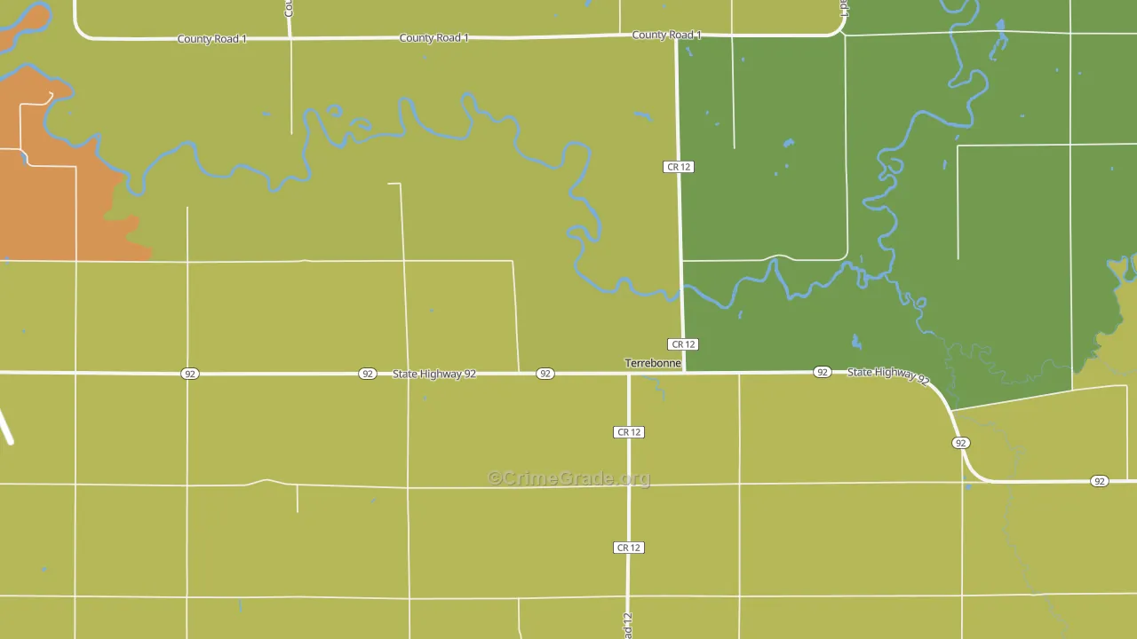 Terrebonne, MN Map of Burglary Rates