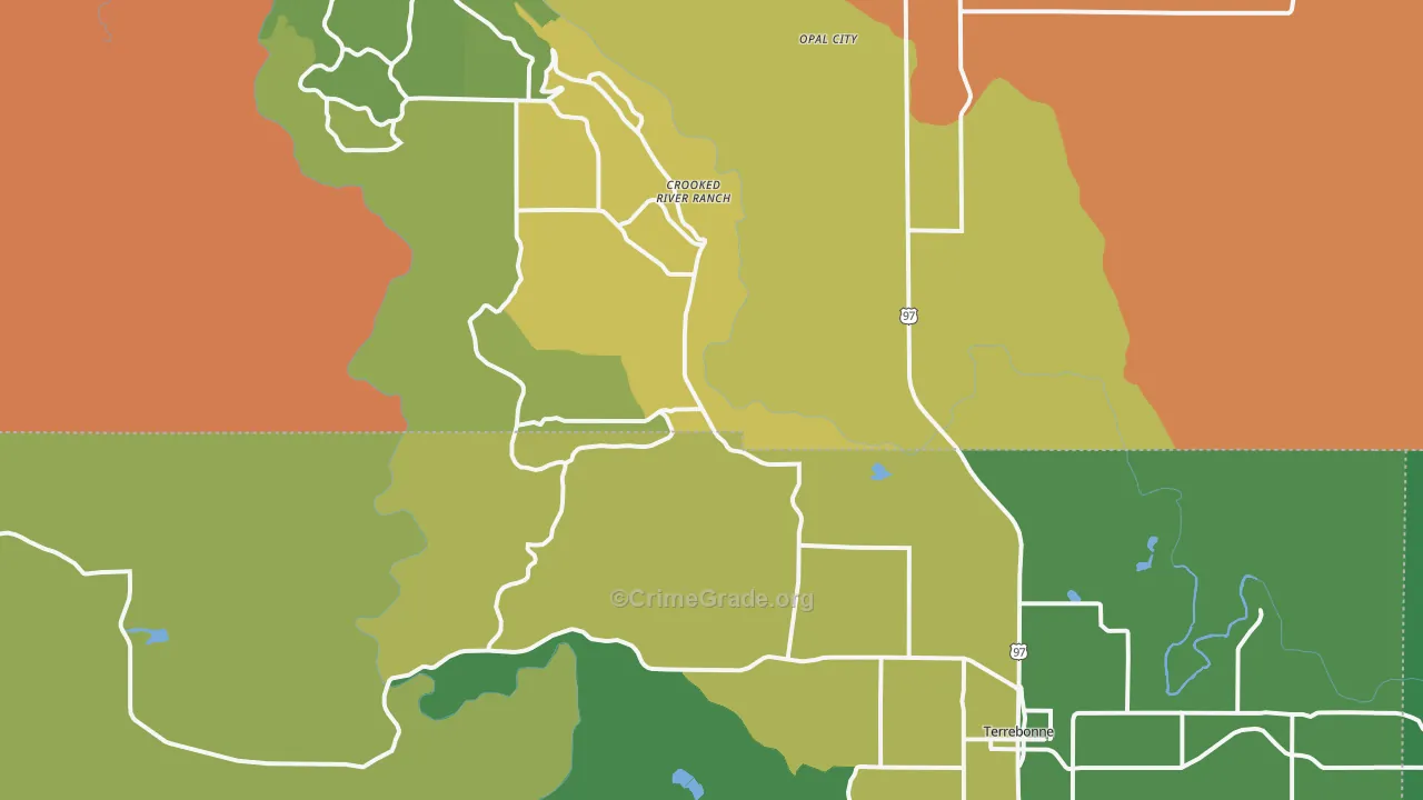 Terrebonne, OR Map of Burglary Rates