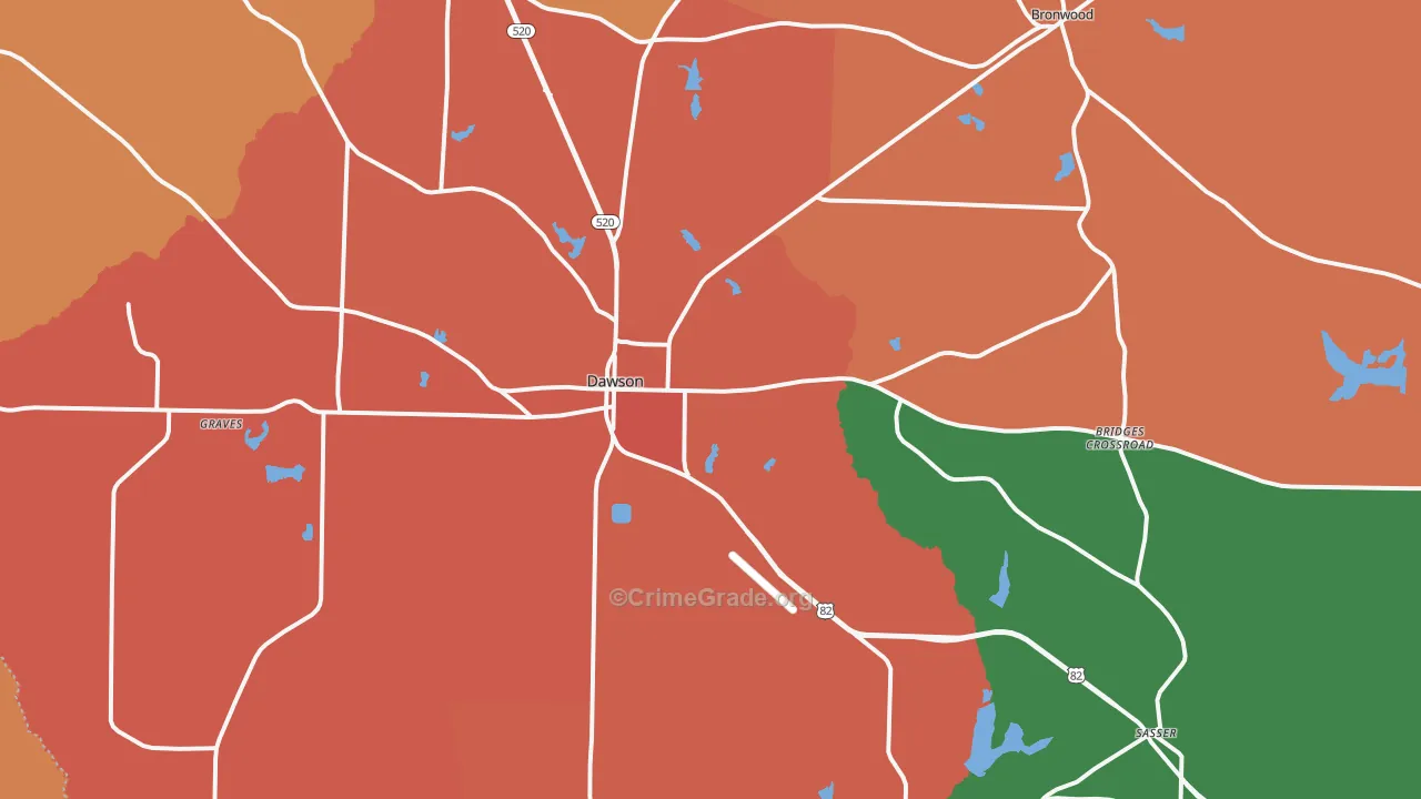 Terrell County, GA Map of Burglary Rates