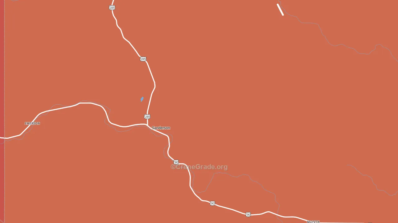 Terrell County, TX Map of Burglary Rates