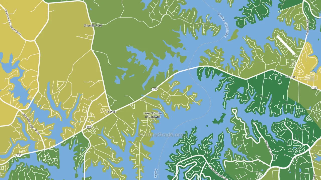 Terrell, NC Map of Burglary Rates