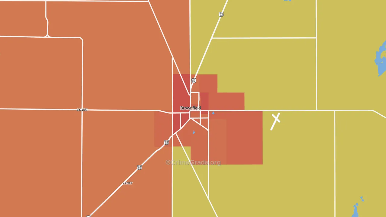 Terry County, TX Map of Burglary Rates