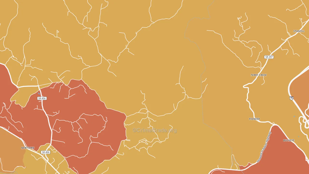 Terry Creek, TN Map of Burglary Rates