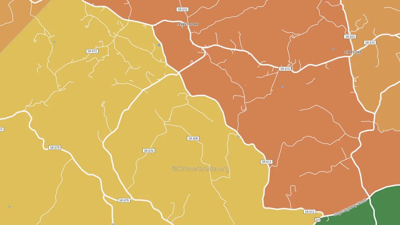 Terrys Fork, VA Map of Burglary Rates