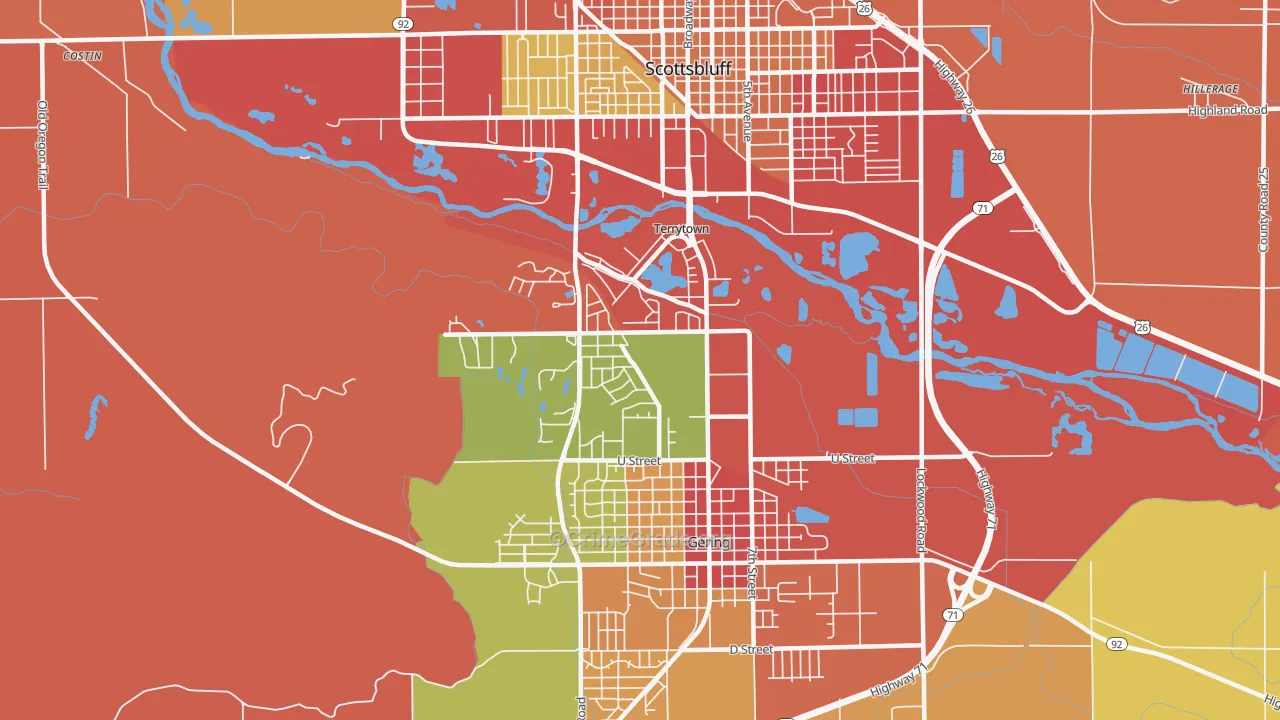Terrytown, NE Map of Burglary Rates