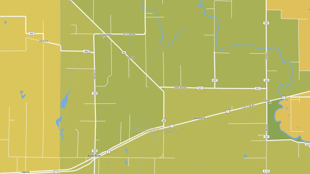 Tesch, MI Map of Burglary Rates