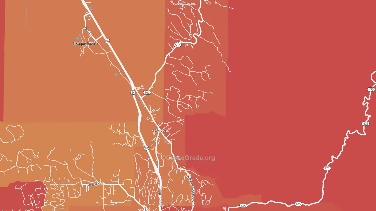 Tesuque, NM Map of Burglary Rates