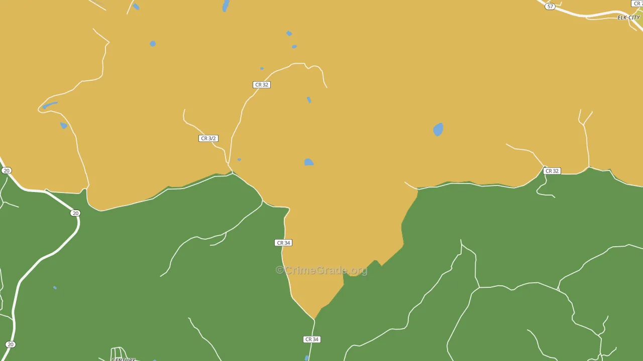 Teter, WV Map of Burglary Rates