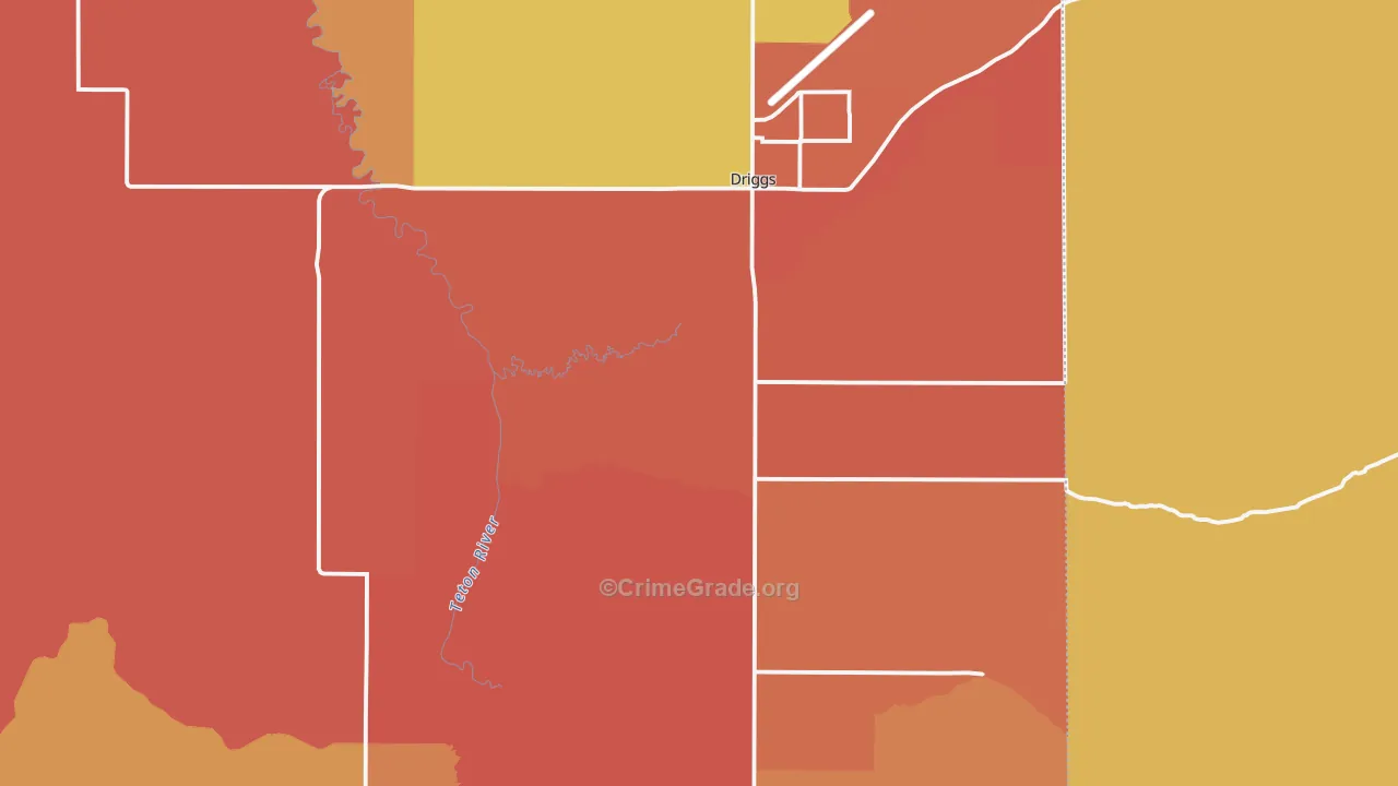 Teton County, ID Map of Burglary Rates