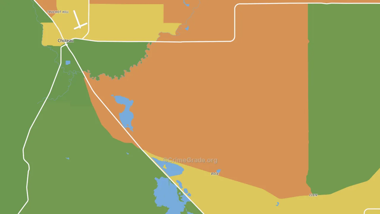 Teton County, MT Map of Burglary Rates