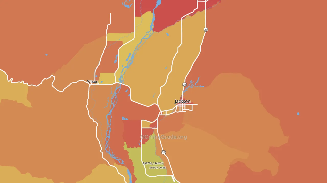 Teton County, WY Map of Burglary Rates