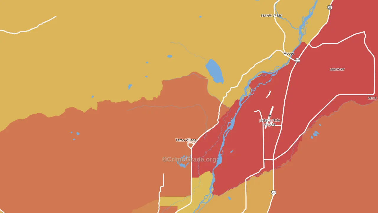Teton Village, WY Map of Burglary Rates