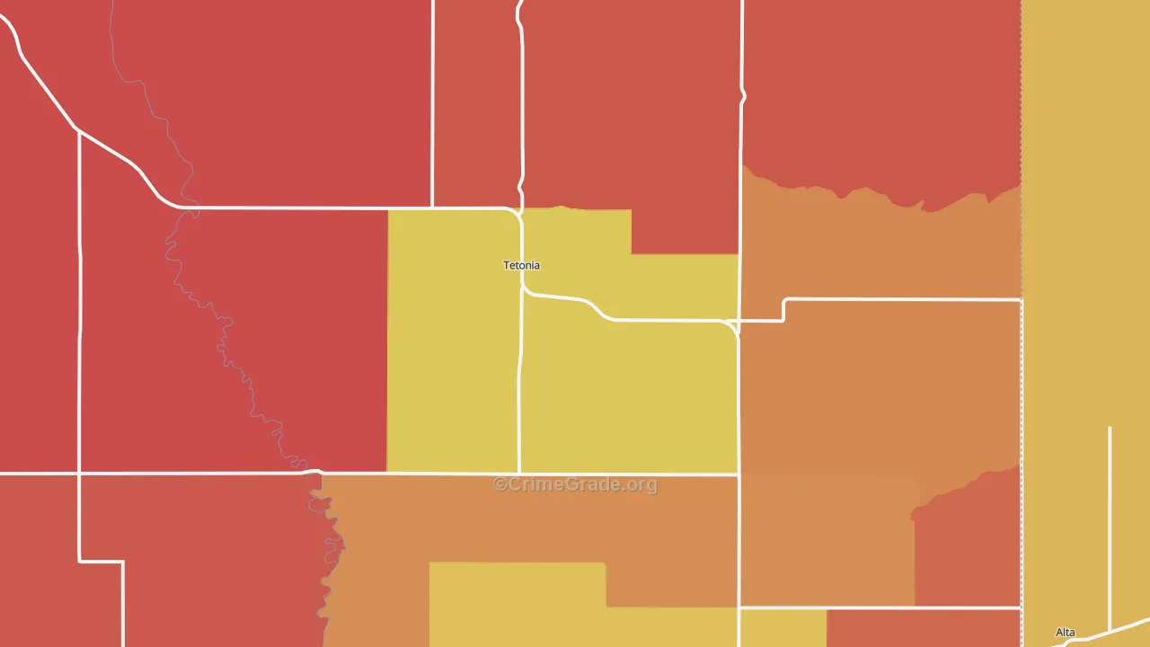 Tetonia, ID Map of Burglary Rates