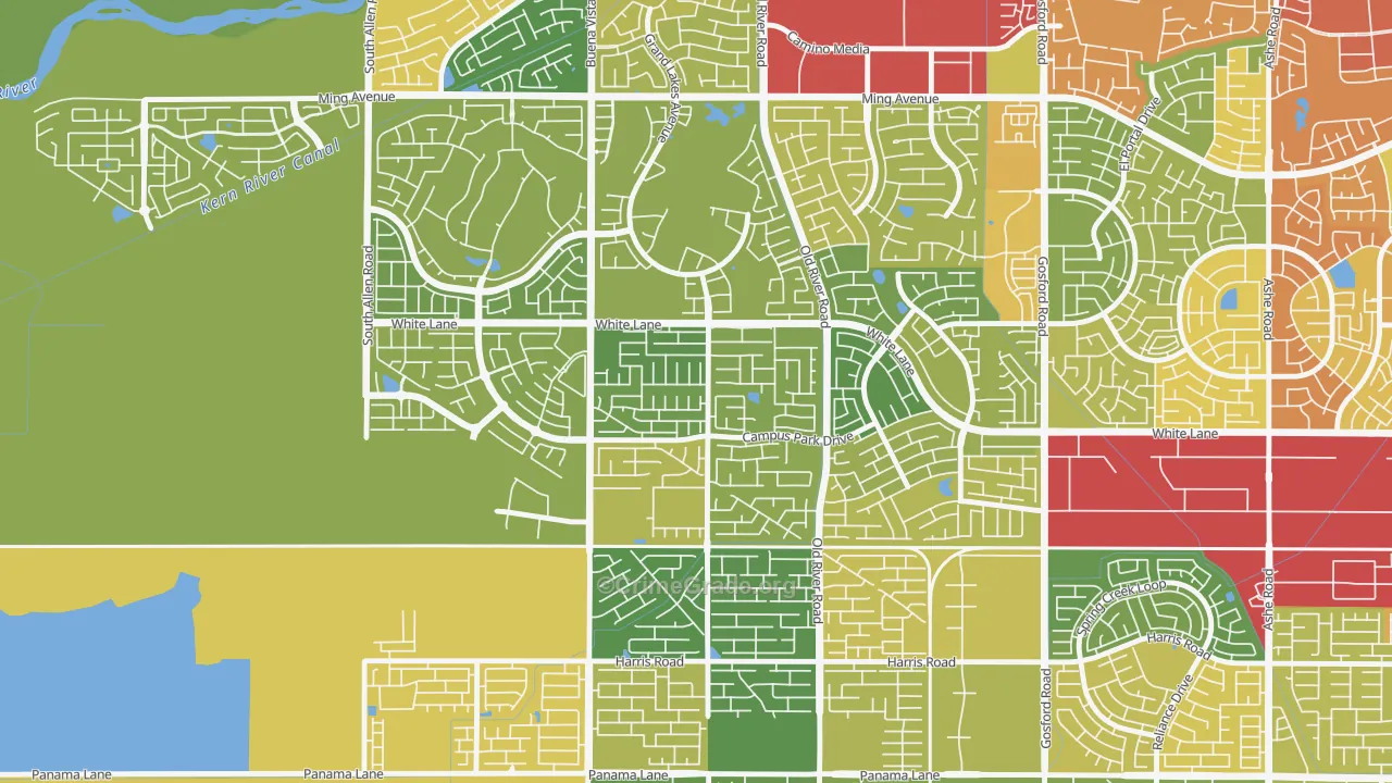 Tevis Ranch, Bakersfield, CA Map of Burglary Rates