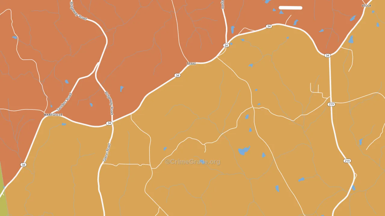 Texas, GA Map of Burglary Rates
