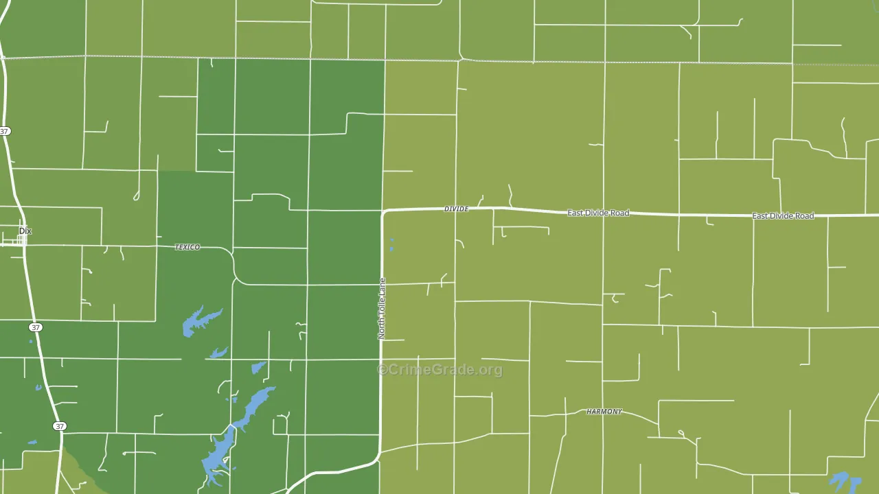 Texico, IL Map of Burglary Rates