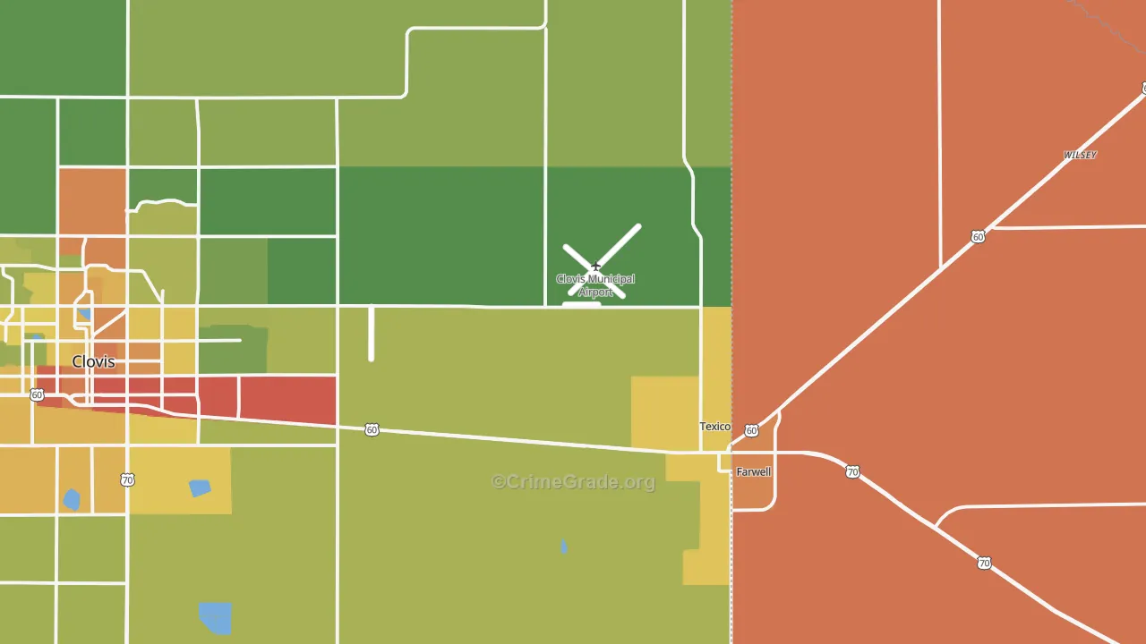 Texico, NM Map of Burglary Rates