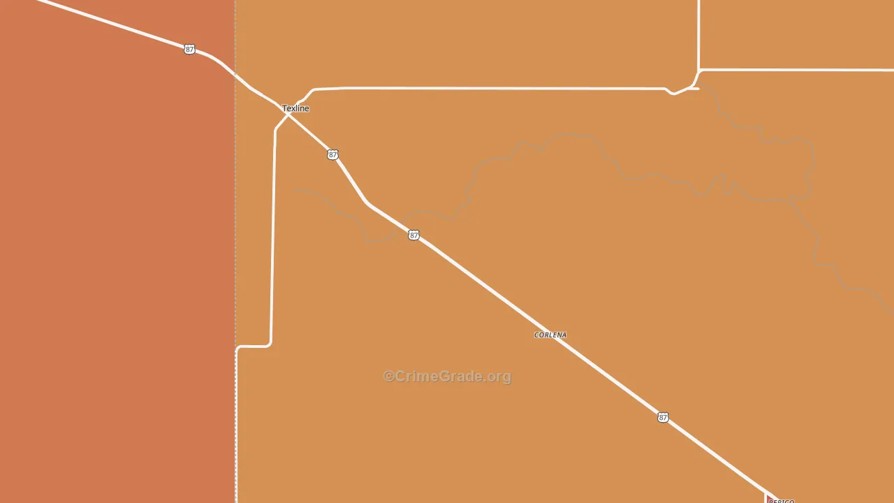 Texline, TX Map of Burglary Rates