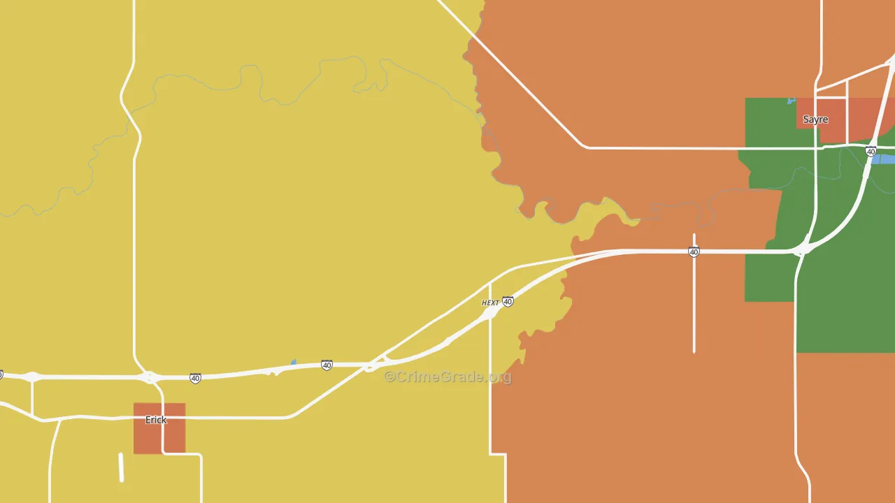Texola, OK Map of Burglary Rates