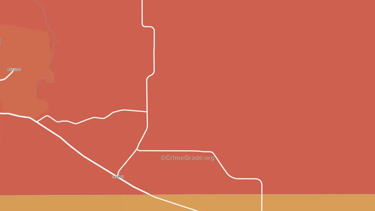 Texroy, TX Map of Burglary Rates